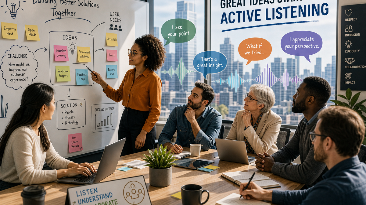 Discovery path from a stuck business problem to shared data, a visual mock-up, and a usable build