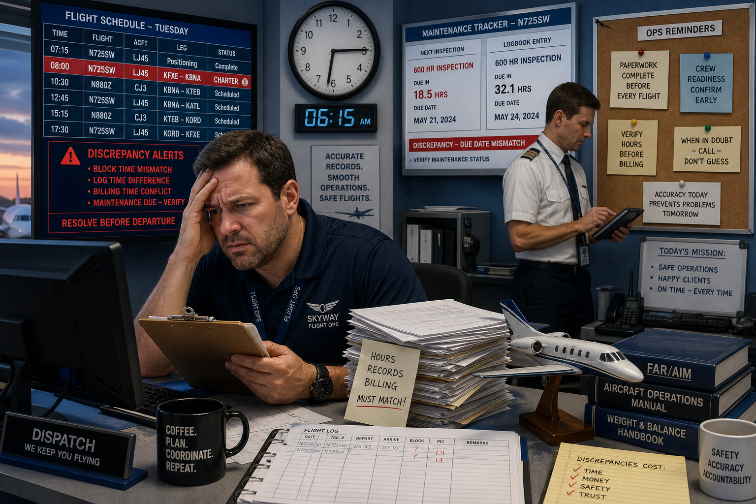 Aviation's Real Problem Isn't the Schedule. It's Hours, Records, and Billing That Don't Agree