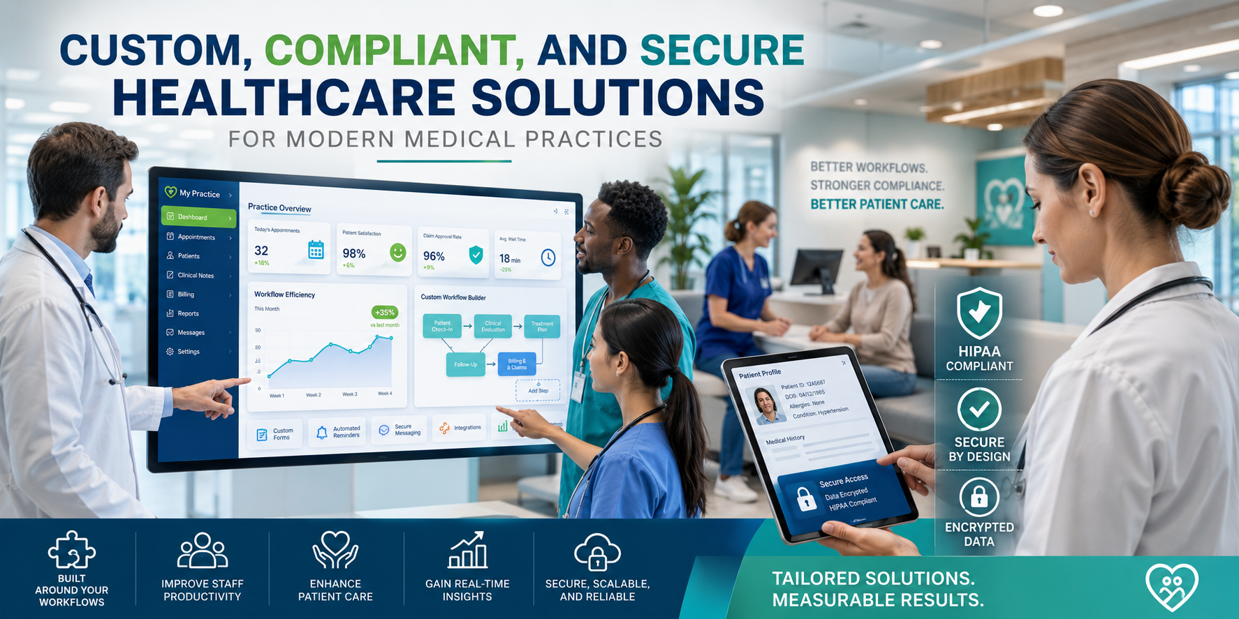 Custom, Compliant, and Secure Healthcare Solutions for Modern Medical Practices