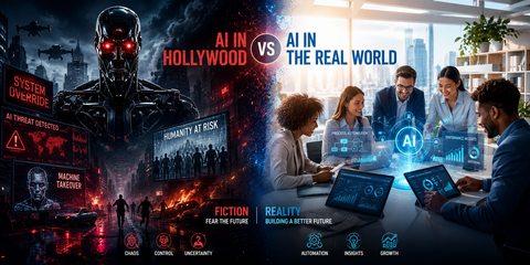 From Sci-Fi Screens to Smart Business Solutions: AI in Fiction vs. AI in the Real World