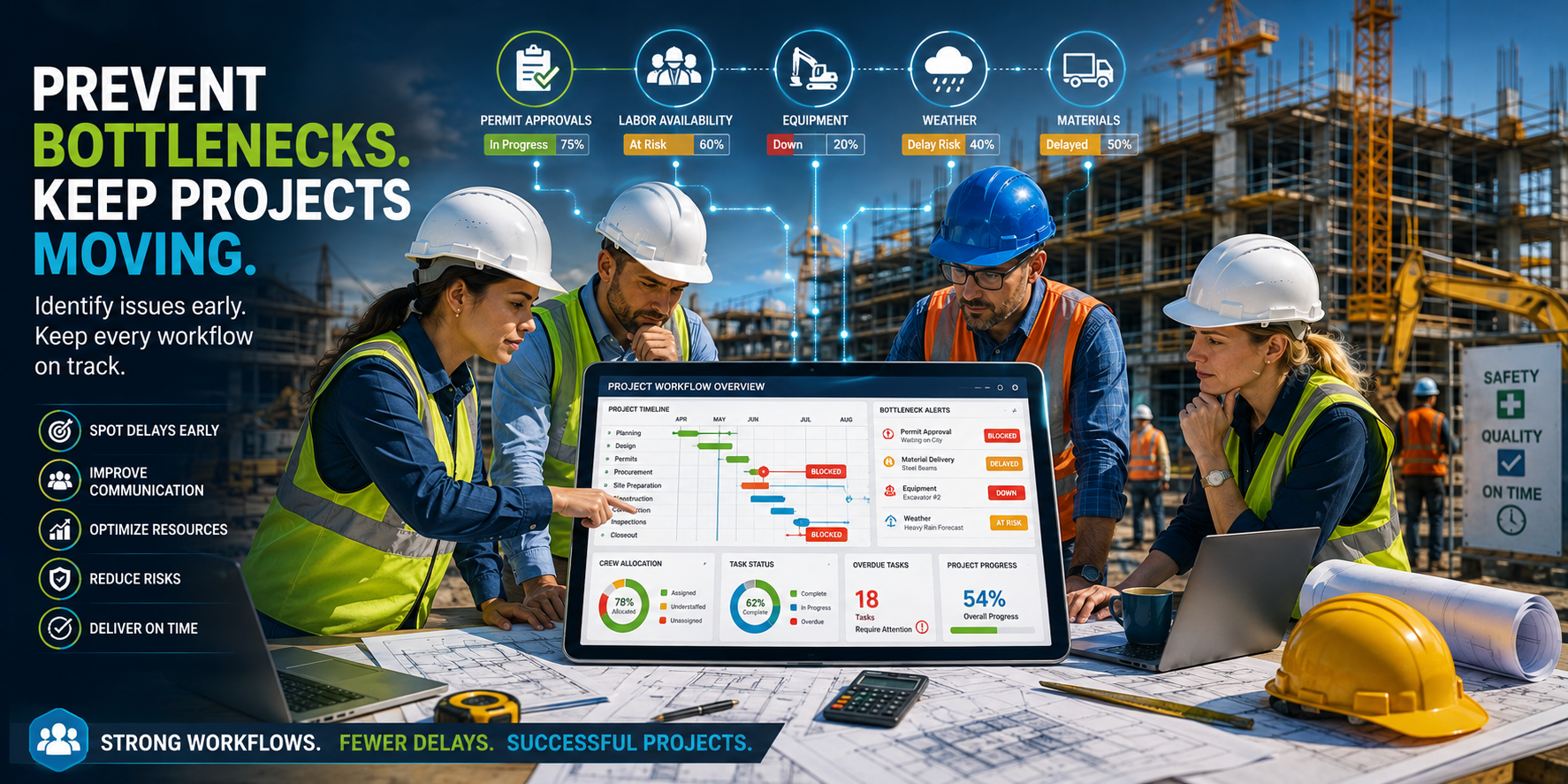 Identifying and Preventing Common Bottlenecks in the Construction Project Workflows